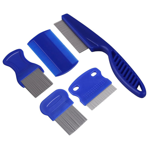 5 Pieces Dog Tear Stain Remover Combs, Pet Grooming Flea Combs, Double Sided Care Comb for Kittens Puppies (Blue)