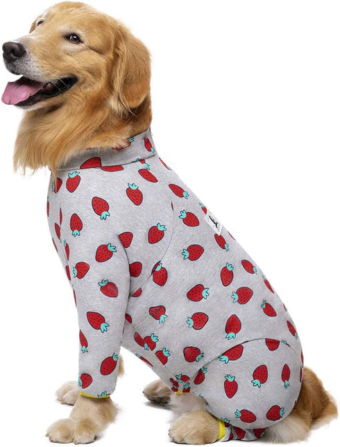 Cotton Medium Large Dog Onesie Surgery Recovery Suit, Full Covered Pajamas for Medium Large Dogs, Long Sleeved