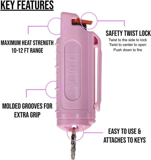 Police Magnum Keychain Pepper Spray - Self Defense with Belt Clip Holder, Maximum Strength OC with Dye, Made in USA