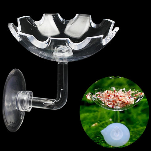 Bilindasly Acrylic Shrimp Feeding Dish, Floral Shrimp Bowl with Suction Cup for Aquarium Fish Tank