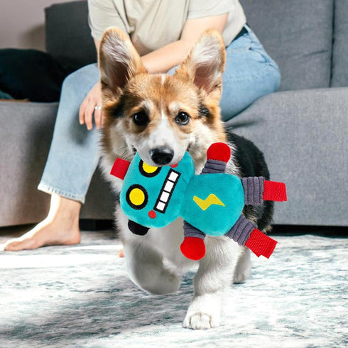 Interactive Robot Squeaky Plush Toy for Small to Medium Dogs