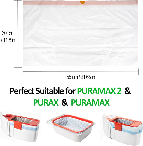 40 Count PuraMax2 Drawstring Automatic Cat Litter Box Liner Bags, Disposable Heavy Duty Cat Litter Liners, Replaced
