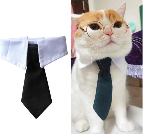 Bowtie for Little Puppy, Adjustable Handcrafted Formal Collar Neck Tie for Dogs & Cats (L, Black)
