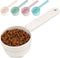 Melamine Pet Food Scoop, Comfortable Long Handle Measuring Cups for Dog, Cat, and Rabbit Food (White)