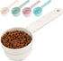 Melamine Pet Food Scoop, Comfortable Long Handle Measuring Cups for Dog, Cat, and Rabbit Food (White)