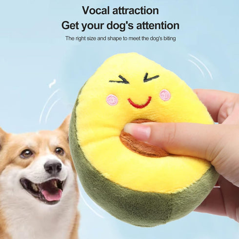 Dog Chew Toy - Squeaky Creative Tough Plush Avocado Shape Tooth Cleaning Chew Toys for Puppy, Small, Medium, Big Dogs,