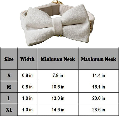 Love Dream Bowtie Dog Collar - Velvet Dog Collars with Detachable Bowtie, Adjustable for Small Medium Large Dogs