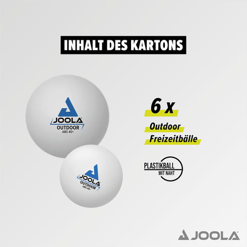 JOOLA Outdoor Table Tennis Balls - 6 Pack of 40mm Regulation Size Ping Pong Balls for Training and Recreational Play