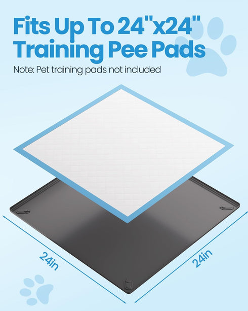 24" 24" 4 Pee Pad Holder for Dogs - x Non-Slip Silicone Puppy Potty Training Tray with Magnetic Clips & Leak-Proof