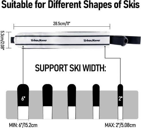 Ski Carrier Strap - Adjustable Padded Shoulder Carrying Strap for Ski and Pole, Portable Downhill Gear