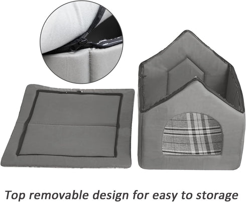 Hollypet Cozy Pet Bed House, Warm Cave Sleeping Bed for Puppy Nest, Cats and Small Dogs, Gray
