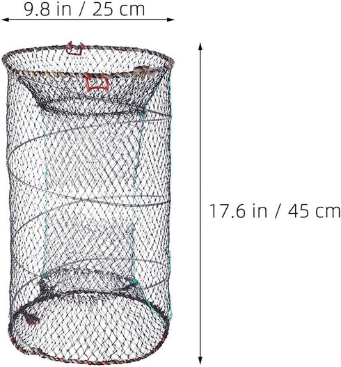25cm 3pcs Foldable Fishing Net Crawfish Trap Minnow Net Portable Nylon Mesh Fish Cage Diameter for Freshwater Crabbing