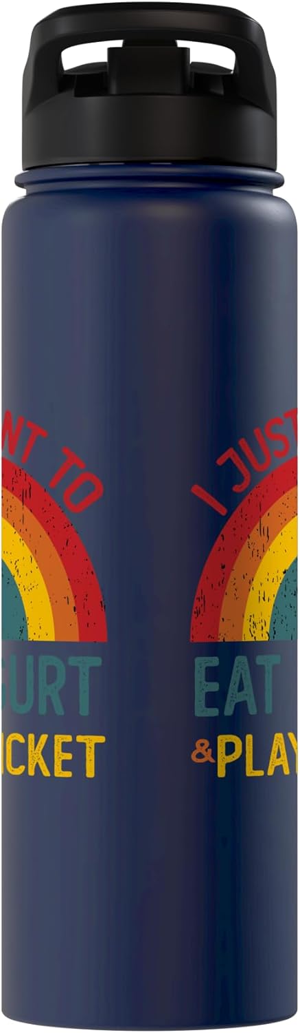 Retro Yogurt Lover Who also Play Cricket Funny I just want to eat yogurt and Play Cricket Christmas Stainless Steel