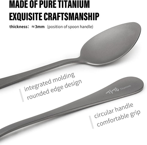 Set, (Matte-1 2pcs) TiTo Titanium Cutlery Lightweight Titanium Fork and Spoon Portable Reusable Flatware for Home