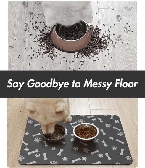 Absorbent Pet Feeding Mat for Dogs - Quick Dry Food and Water Mat, No Stains Dog Placemat for Messy Drinkers 12"X19"