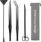 15in Aquarium Aquascape Tools Kit, 4 in 1 Stainless Steel Aquatic Plant Tool Set (Black)