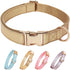 Glare Gold Dog Collar, Leather and Nylon Double Layer Design, Adjustable Heavy Duty with Quick Release Buckle for Dogs