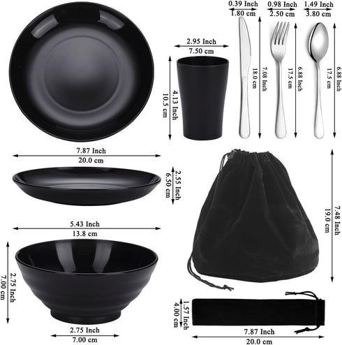 Kyraton Camping Utensils, Camping Mess Kit for Travel, Camping, Picnic, Outdoor, Camping Gear Include Knife, Spoon, Fork Silverware Set, Cup, Bowl, Plate, Camping Essentials for 1