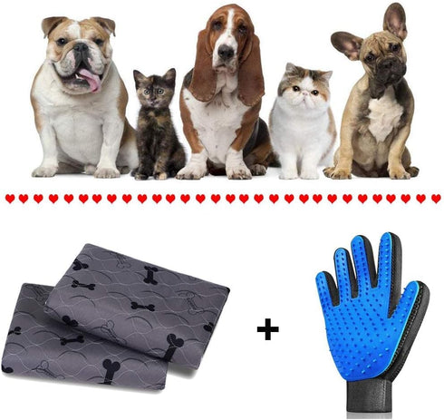 Washable Dog Pee Pads with Free Grooming Gloves,Non Slip Dog Mats with Great Urine Absorption,Reusable Puppy Pee Pads