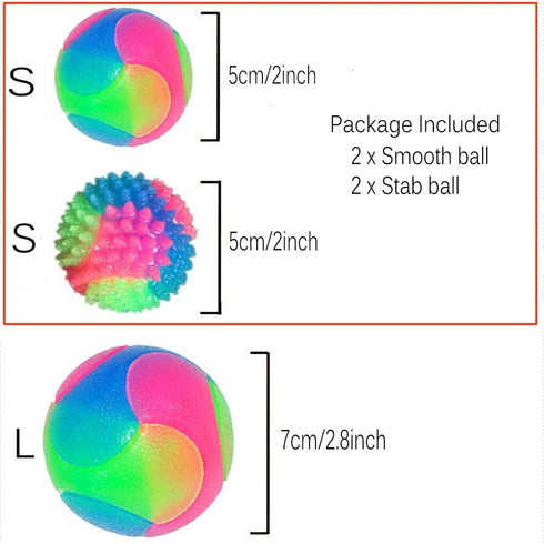 FineInno 4 Pcs Light Up Dog Balls, Flashing Elastic Glow Ball, Interactive Pet Toys for Aggressive Chewers