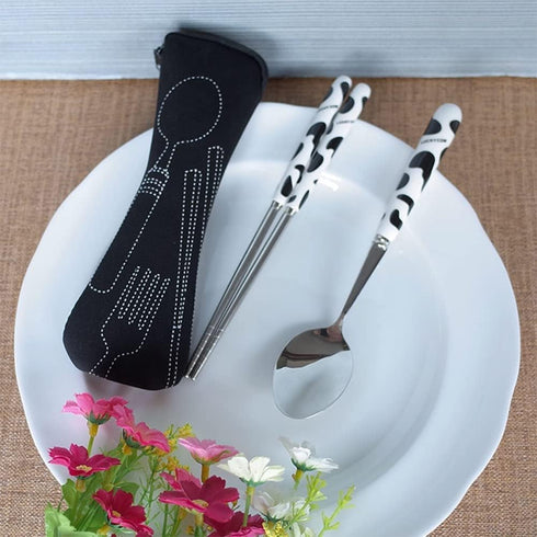 Calsgkspray Black Portable Tableware Bag Outdoor Travel Camping Cutlery Pouch Storage Bag Flatware Tableware Dinnerware