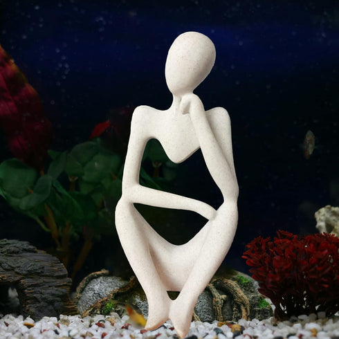Dnoifne The Thinker Sculpture, Aquarium Ornaments, Abstract Decorative Art Figurine for Home Decor