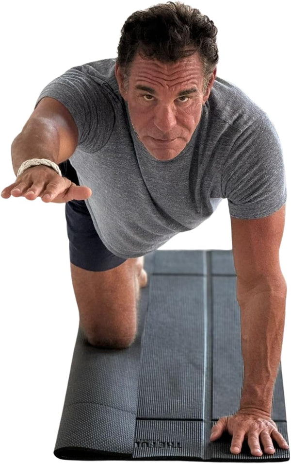 Non-Slip Orthopedic Yoga Mat - Fold-Over Joint Support with Body Alignment Lines - Great for Seniors