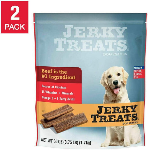 Jerky Treats 60 oz. 3.75 lbs 2 Pack Tender Strips Dog Snacks Beef