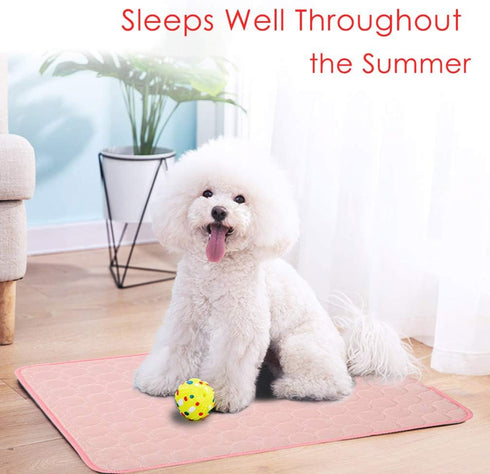 Pet Cooling Mat for Dog Cat, Washable Reusable Ice Silk Self Cooling Pad, Pet Sleeping Blanket for Beds and Couches