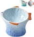 Raised Tilted Ceramic Cat Food Bowl - Cute Fish Shape Elevated Slanted Dish for Kitty Dry Wet Treats