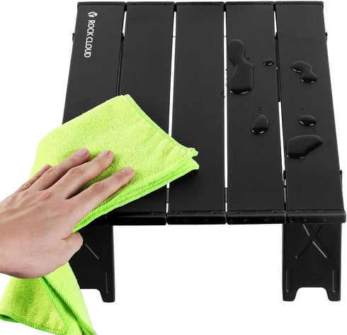 ROCK CLOUD Lightweight Folding Beach Table - Portable Camping Table in Black