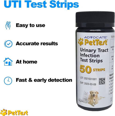 UTI Test Strips for Dogs & Cats detect a Urinary Tract Infection in Your Pet. Use PetTest Cat & Dog UTI Test Strips at Home for an Easy Urine Test. UTI Test for Cats & Dogs help manage pet health.