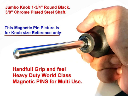 Pin, Tensile - 3/8 Diameter | 5-1/2" Locking Space | Jumbo Round Black HARD Plastic Knob