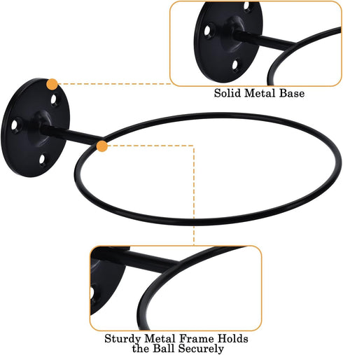 Lauvee 7 inch 1 Pack) Basketball Holder Wall Mount, Diameter Metal Ball Holder, Ball Storage for Basketball, Football
