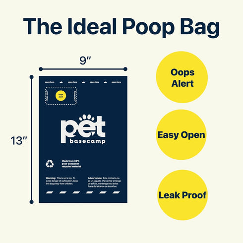 10 180 Count, 13 9 Portable Waste Bags and Baby Diaper Bags with Oops Alert, Leak Proof and Scent Locking, Recycled PE