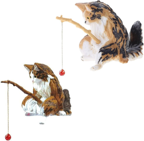 Black Cartoon Fishing Cat Ornaments for Fish Tank Landscaping, Aquarium Accessories, Home Office Decorations, Thematic