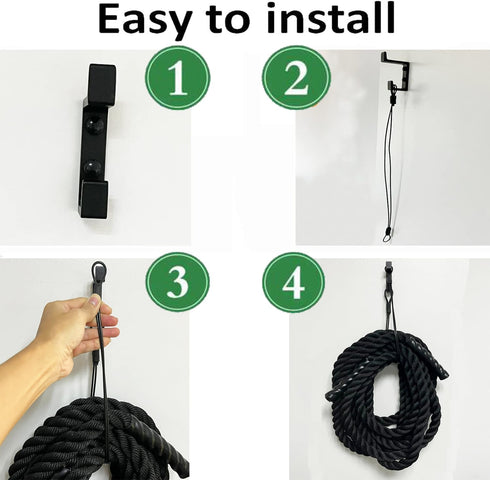 Pmsanzay Exercise Rope Storage Hanger, Wall-Mounted Heavy Duty Metal Hook Bracket for Battle Rope Storage