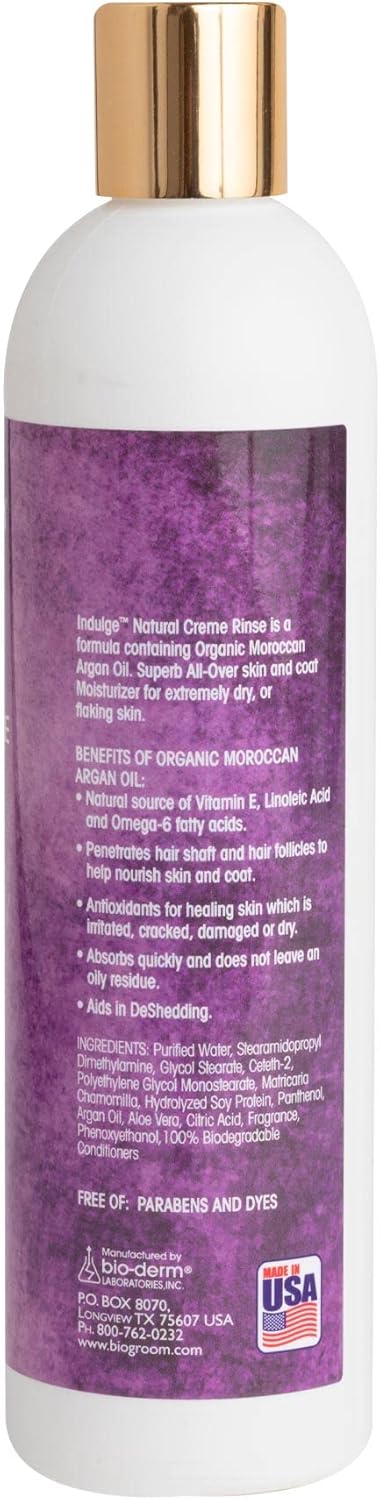 Bio-groom Indulge Argan Oil Dog Conditioner – Deshedding Bathing Supplies for Sensitive Skin, Cruelty-Free, Made in