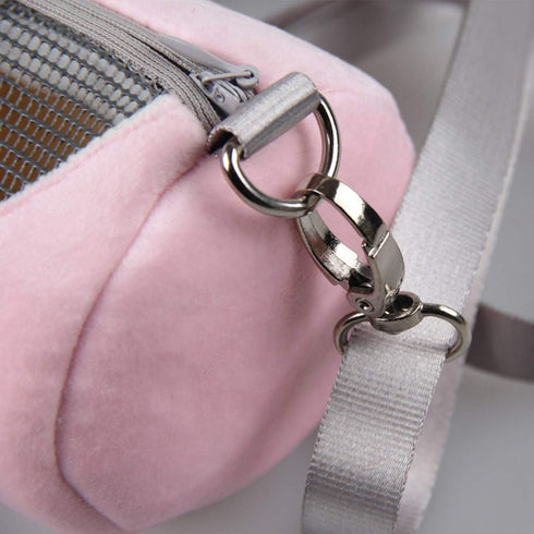 Dwarf Hamster Carrier Bag, Portable Cylinder Warm Outdoor Bag with Adjustable Shoulder Strap (Pink)