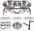 AUNMAS Elevated Dog Cat Bowls, Stainless Steel Double Food Water Bowls for Small Pets, Feeder Dishes Shelf Stand