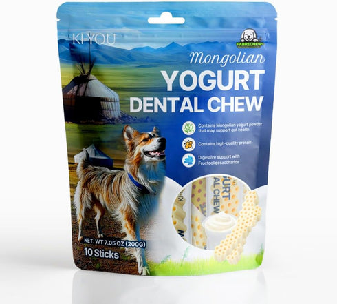 KI-You Mongolian Yogurt Dog Chew Probiotic & Prebiotic Rich for Gut Health,