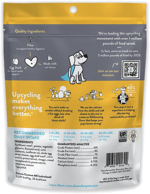 Shameless Pets Soft-Baked Dog Treats, Break an Egg - Natural Healthy Chews for Strong Bones Support - 1-Pack