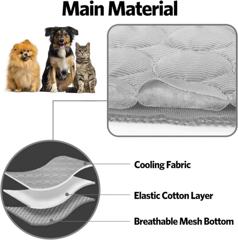 Dog Cooling Mat, Pet Cooling Pads for Dogs & Cats, Cooling Blanket for Outdoor Car Seats Beds (Grey, 22IN*28IN)