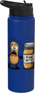 Peanut Butter Peanut Foodie Funny Surprised Peanut Looking At Peanut Butter Stainless Steel Insulated Water Bottle