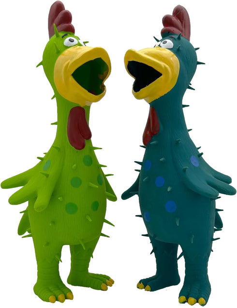 Hoiasem 2 Pack 10 Inch Latex Polka dot Burr Chicken Dog Toys that Oinks for Medium Large Dogs