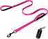 Dog Leash, Heavy Duty Double Handle, Reflective Training Lead for Large Breed Dogs, 5FT/6FT - Pink