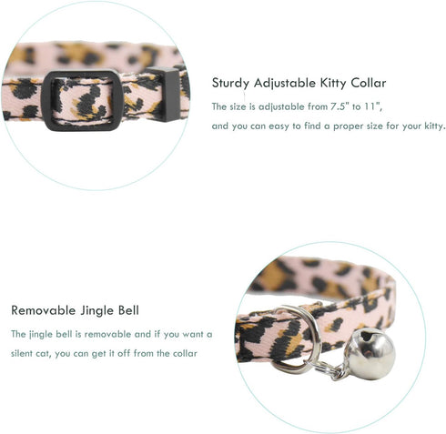Breakaway Cat Collars with Bell, Set of 3, Durable & Safe Cute Kitten Collars, Adjustable Kitty Collar for Cat Puppy