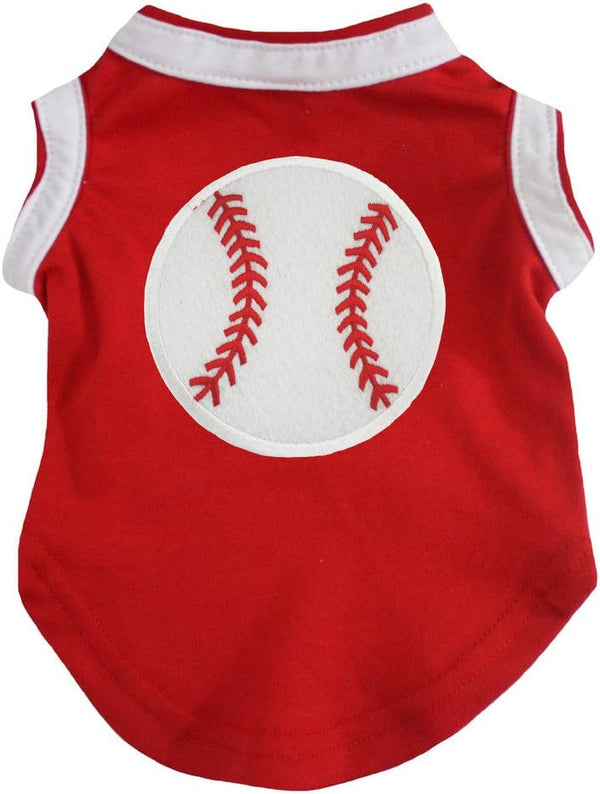Petitebella Small Baseball Puppy Dog Shirt (Red)