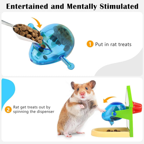 (1PC) Rat Foraging Toy Enrichment Food Toys Puzzle Treat Dispensing Slow Feeder with Mirror Intelligence Growth Cage