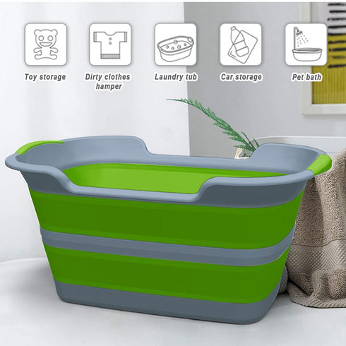 Multi-Functional Collapsible Pet Bathtub - Portable Indoor Outdoor Washing Tub for Small Pets, Green